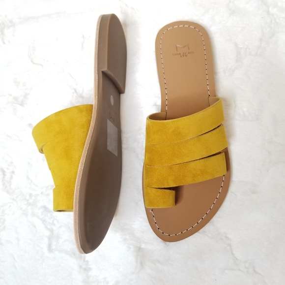 NWT Marc Fisher Rilee Yellow Suede Slide Sandals - Picture 4 of 9